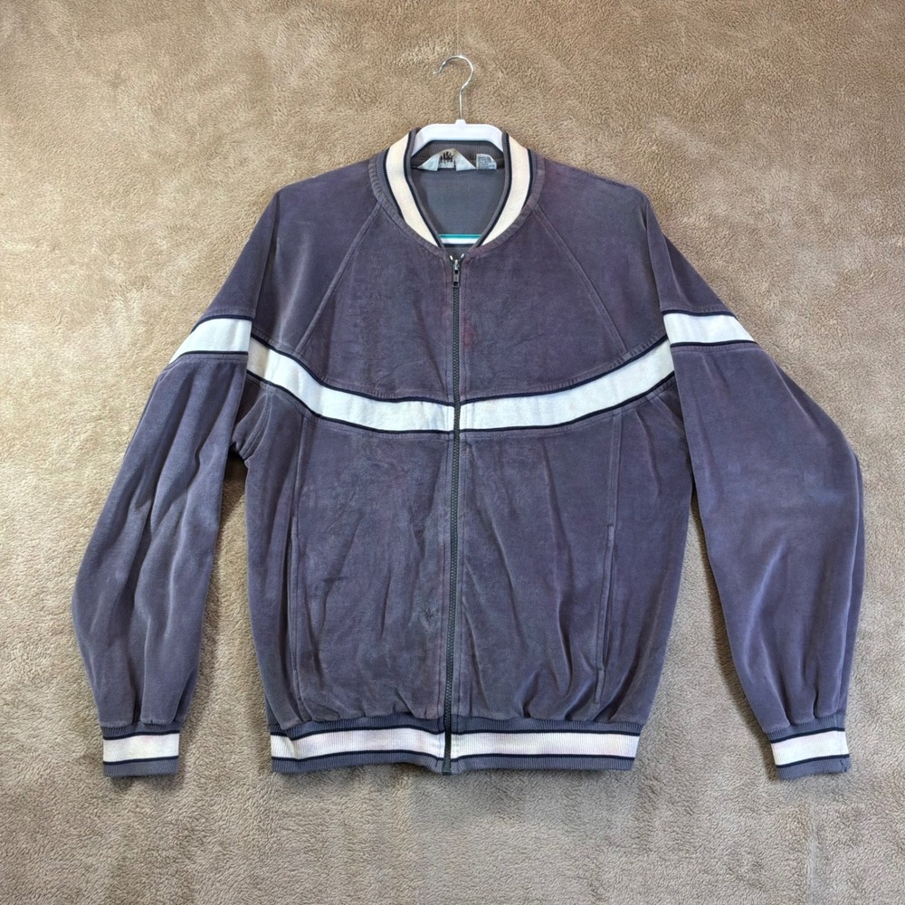 VTG Christian Dior Monsieur Velour Track Jacket Purple L Stains Fade READ